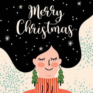 Merry Christmas - a girl with a cup of hot tea